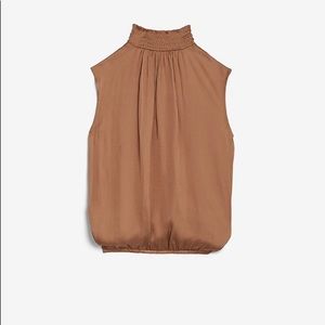 Express satin open back mock neck tank